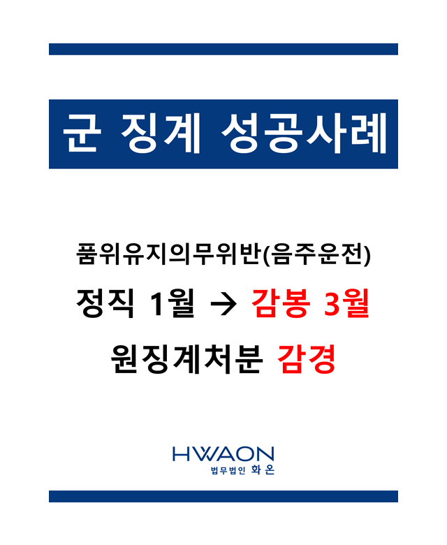 [군 징계 성공사례] 원징계처분 감경…